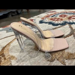Shoes open toe heel/ single so nude clear